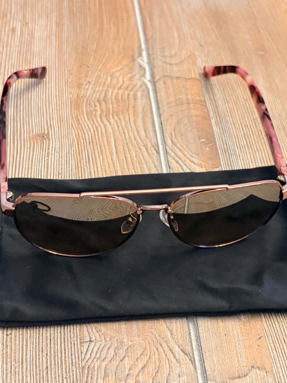 Tory Burch Aviator Sunglasses – Rose Gold & Pink Tortoise – Authentic